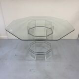 Octagonal glass and plexiglass table