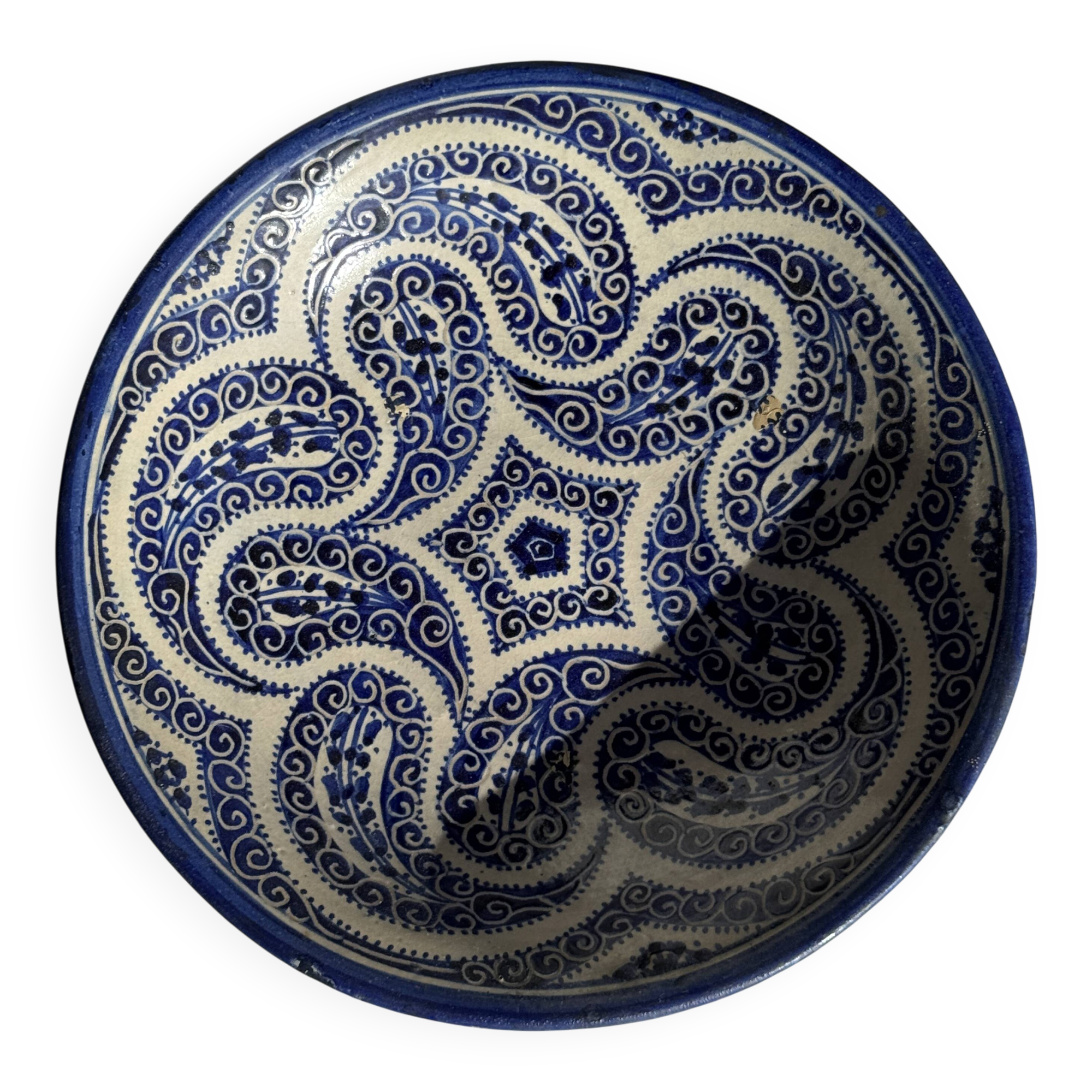 Coupe marocaine en céramique bleu de Fès D28