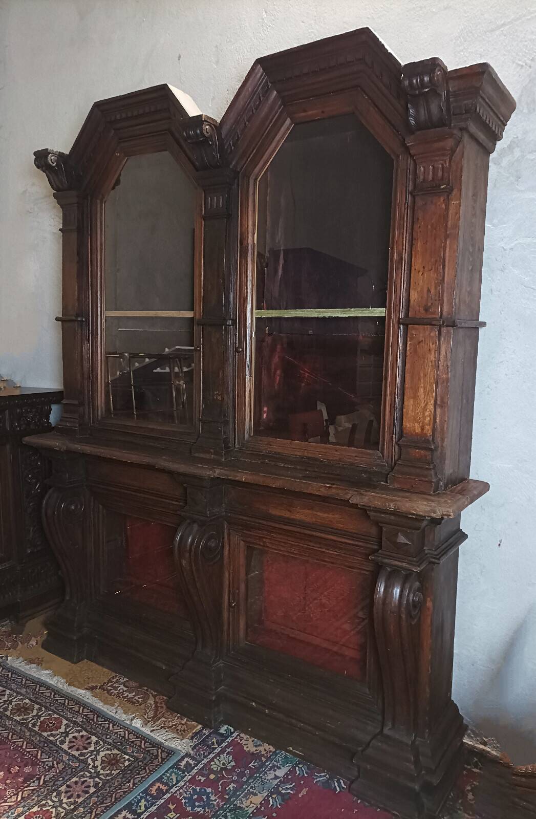 Empire-style solid pine workshop library from the 19th century.