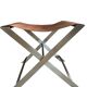 FOLDING STOOL KNOWN AS "PLOYANT" IN BRUSHED STEEL AND LEATHER, SIGNED AMAURY WATINE