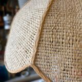 Vintage woven straw bell pendant light