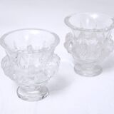 Pair of Lalique vases - dampierre model - satin molded crystal - period: 20th century