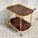 Vintage bar trolley in matte gold metal and melamine 1960