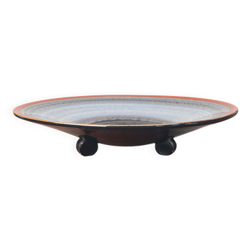 Large Art Deco German Ceramic Tripod Bowl from Karlsruher Majolika, 1940s