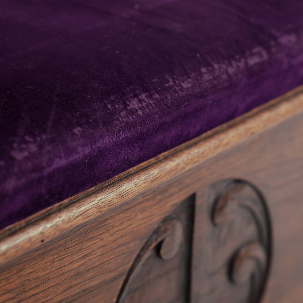 Arts crafts oak bench with storage