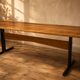 Vintage rectangular coffee table with a wooden top and black metal base, 1960s.