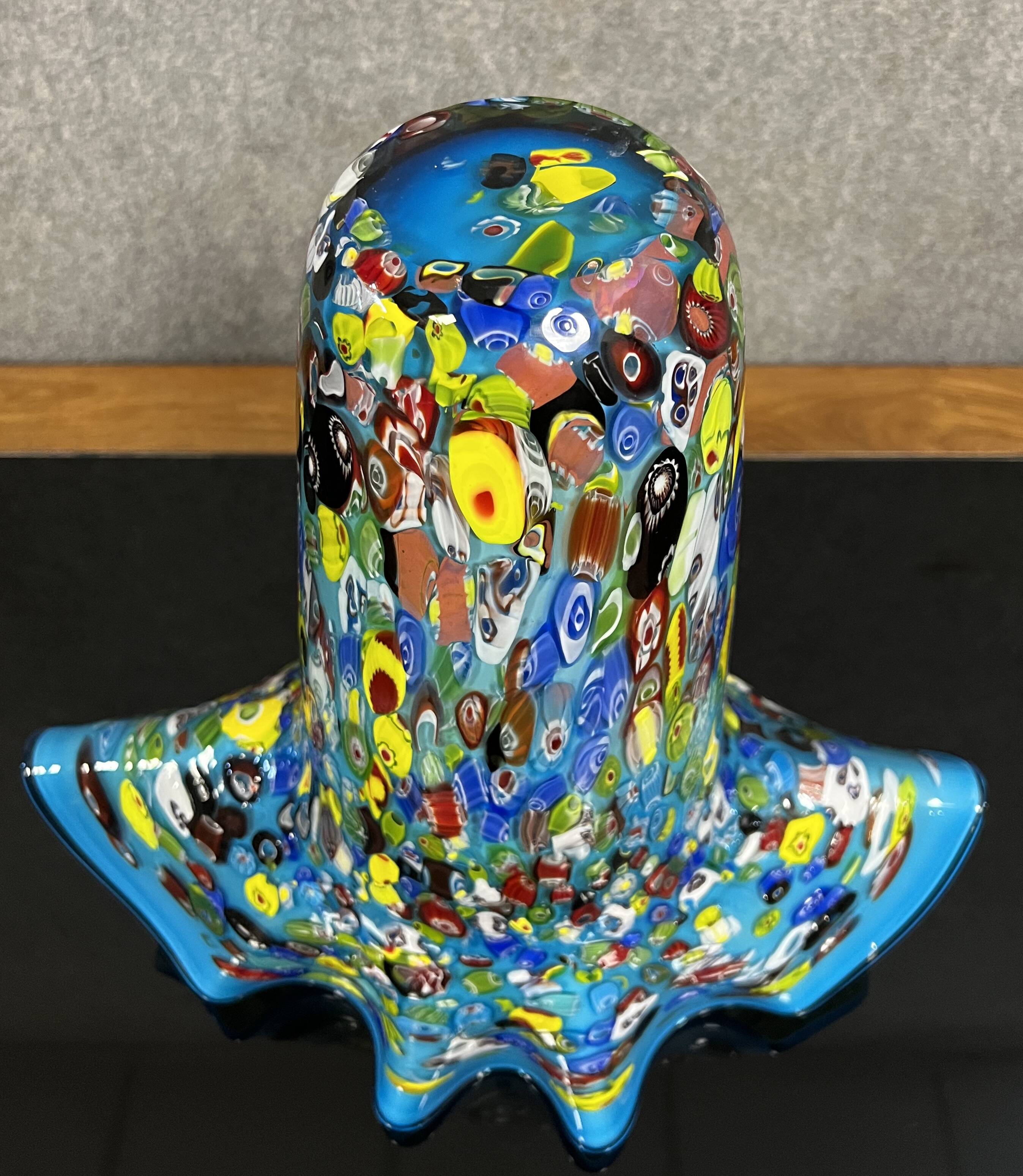 Large Murano glass vase with millefiori decoration.
