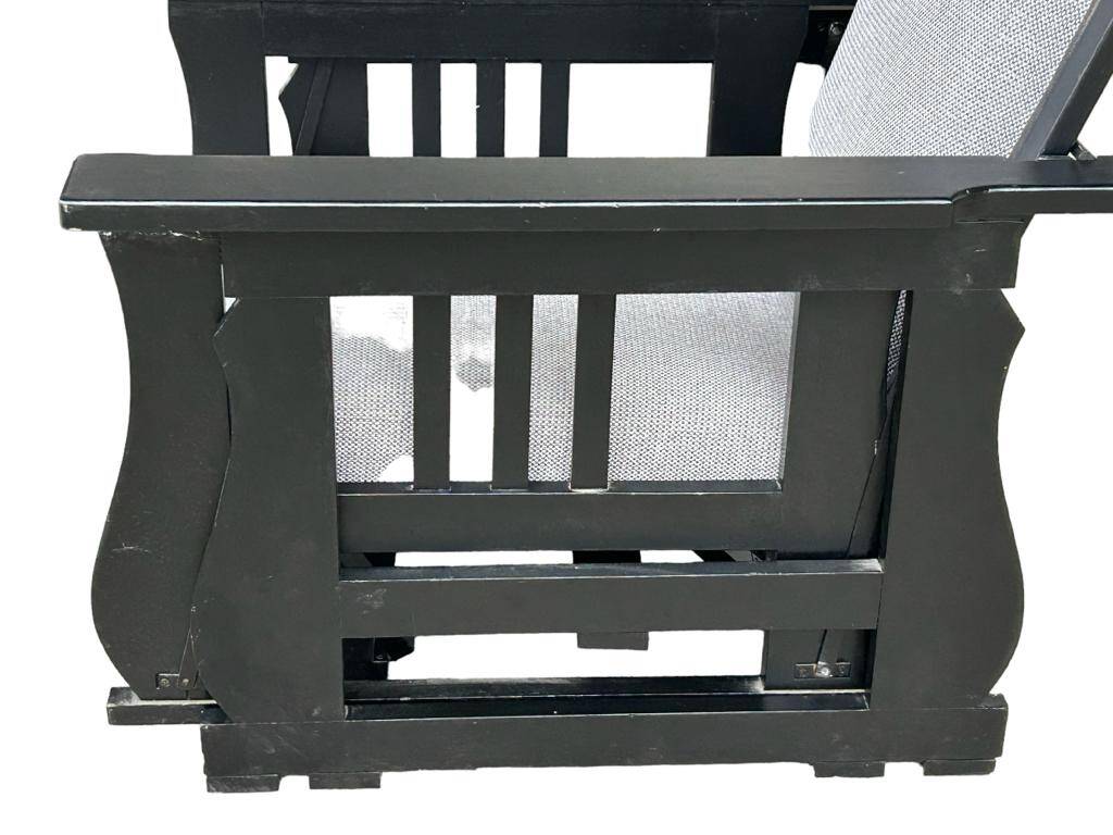 Important Pair Of Black Lacquered Rocking Armchairs Circa 1920 - 30