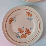 Set of 6 vintage orange and blue floral plates – 1950s