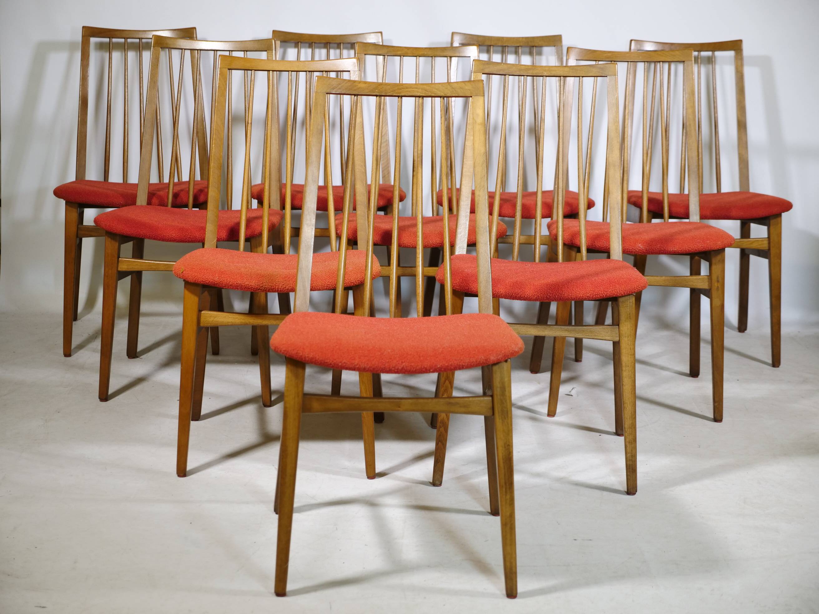 Mid-Century Dining Chairs in Walnut, Set of 10, 1960s