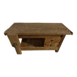Large workbench with press, 2 drawers and storage tray - Totally sanded and varnished