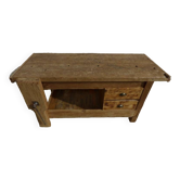 Large workbench with press, 2 drawers and storage tray - Totally sanded and varnished