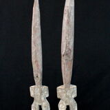 Pair of Adan Fetishes on Bases - Ghana, African Tribal Ethnic Art