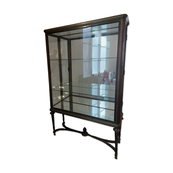 Grande vitrine d'exposition en laiton et verre - Style Louis XVI - Début XX