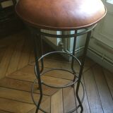 Pair of leather seated bar stools