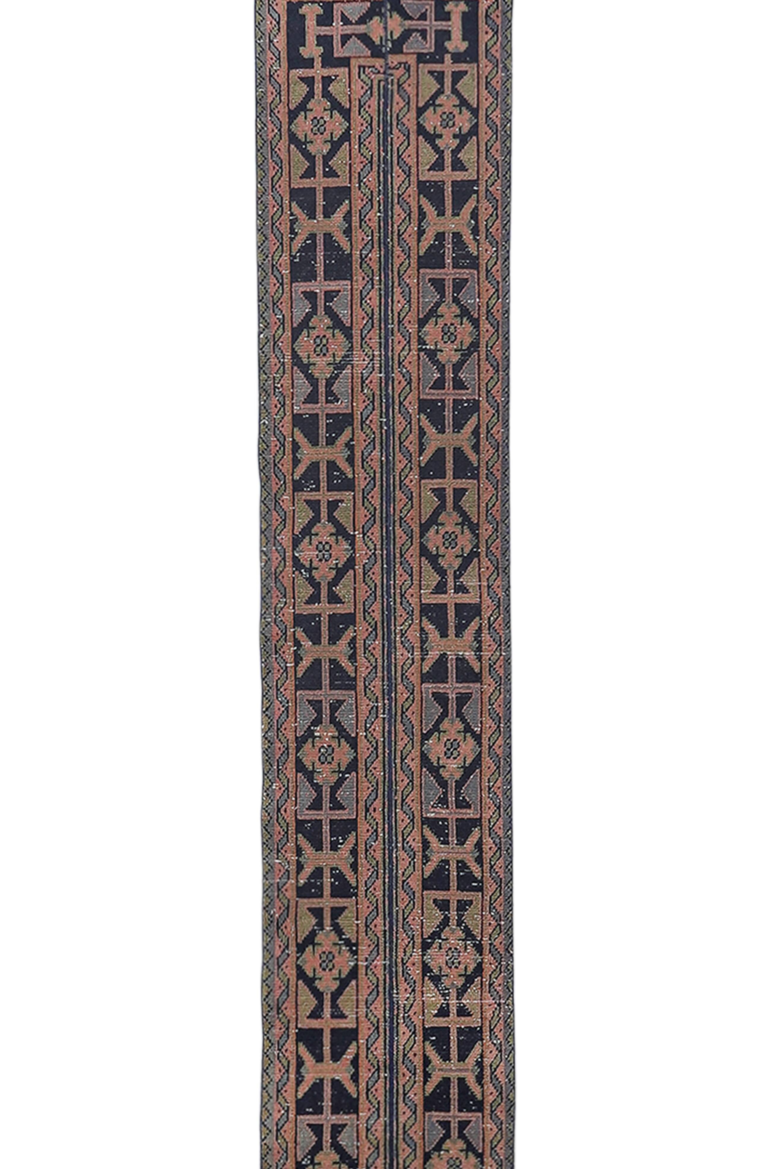 Vintage Turkish Oushak Handwoven Rug 58x667 cm