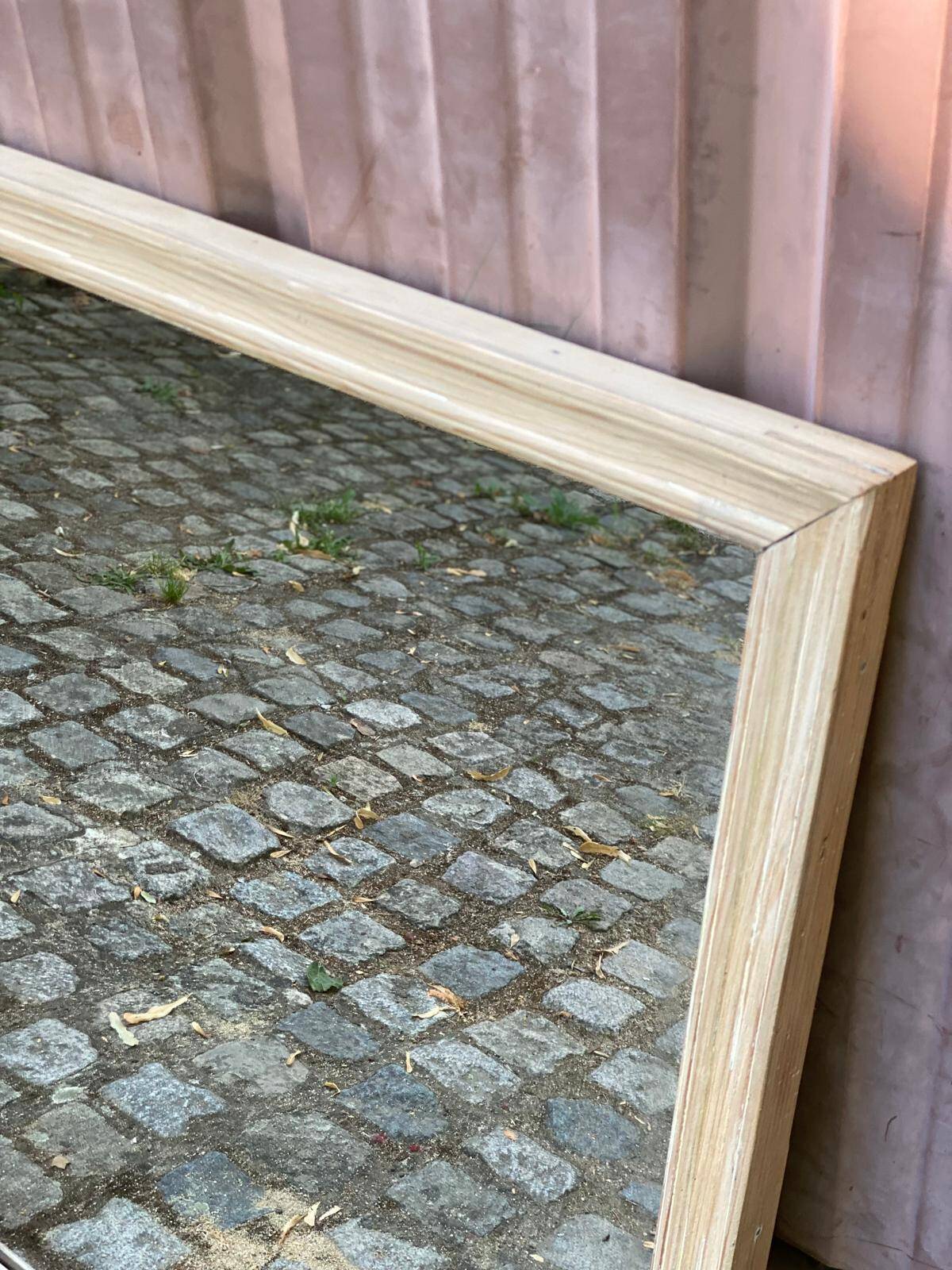Authentic 19th-century brasserie mirror renovated in solid wood 180x85.