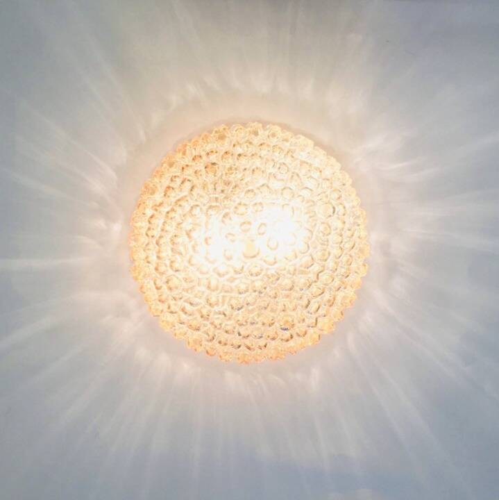 Mid-Century Amber Bubble Glass Ceiling Light by H.Tynell for Limburg, 1960s