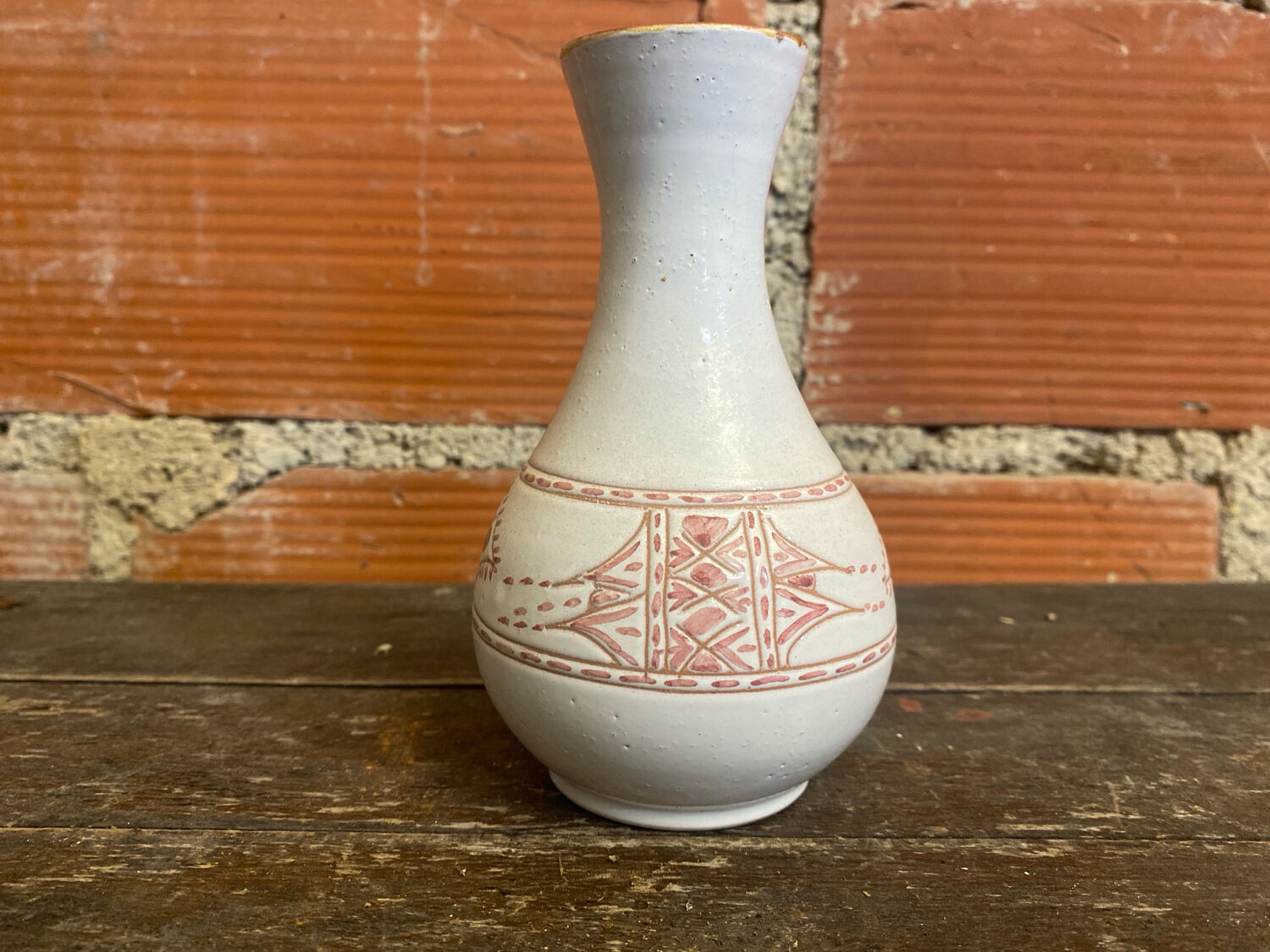 Old vase for sale white ceramic engraved rose vintage #d674