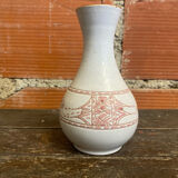 Old vase for sale white ceramic engraved rose vintage #d674