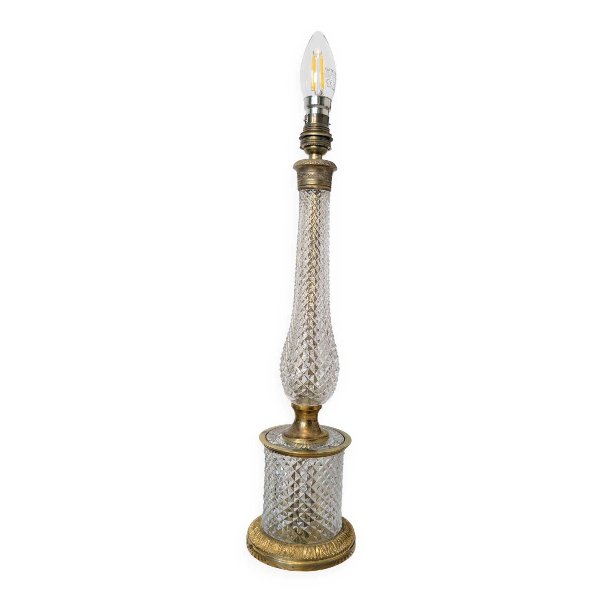 Cut crystal lamp with a gilded bronze mount, early 20th century.