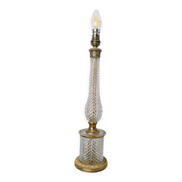Pied de lampe en cristal taillé et monture en bronze doré, début XXᵉ siècle