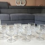 Lot of 6 x Cognac/Brandy glasses. Cut Bohemian crystal. Boho chic.