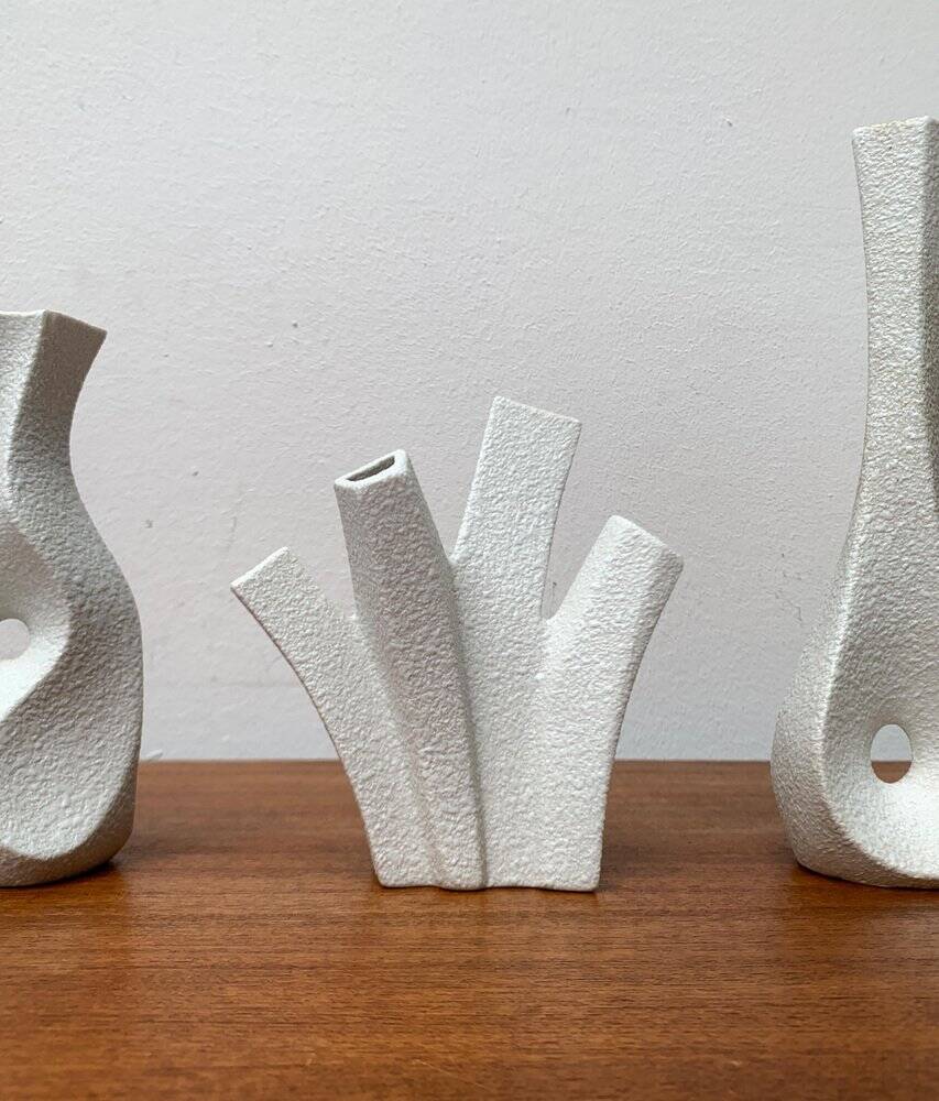 White sculptural vases by Peter Müller for Sgrafo Modern, 1960s, set of 6.