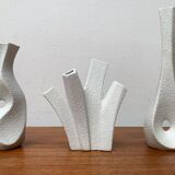 White sculptural vases by Peter Müller for Sgrafo Modern, 1960s, set of 6.
