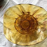 1920s amber glass vase with integrated flower spike