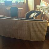 Vintage rattan sofa + 2 armchairs set from the 1970s