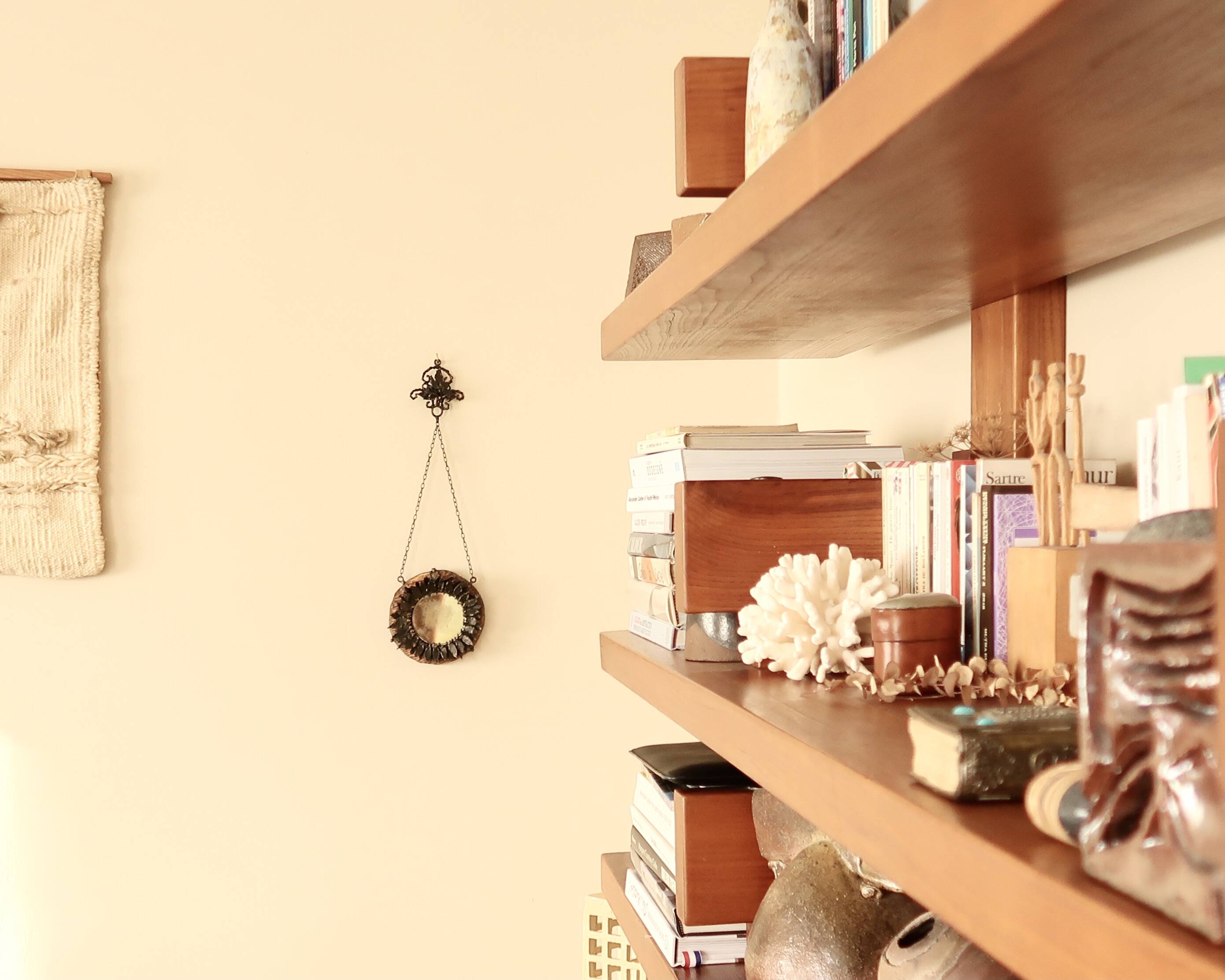 Small black metal sun mirror, 1950s