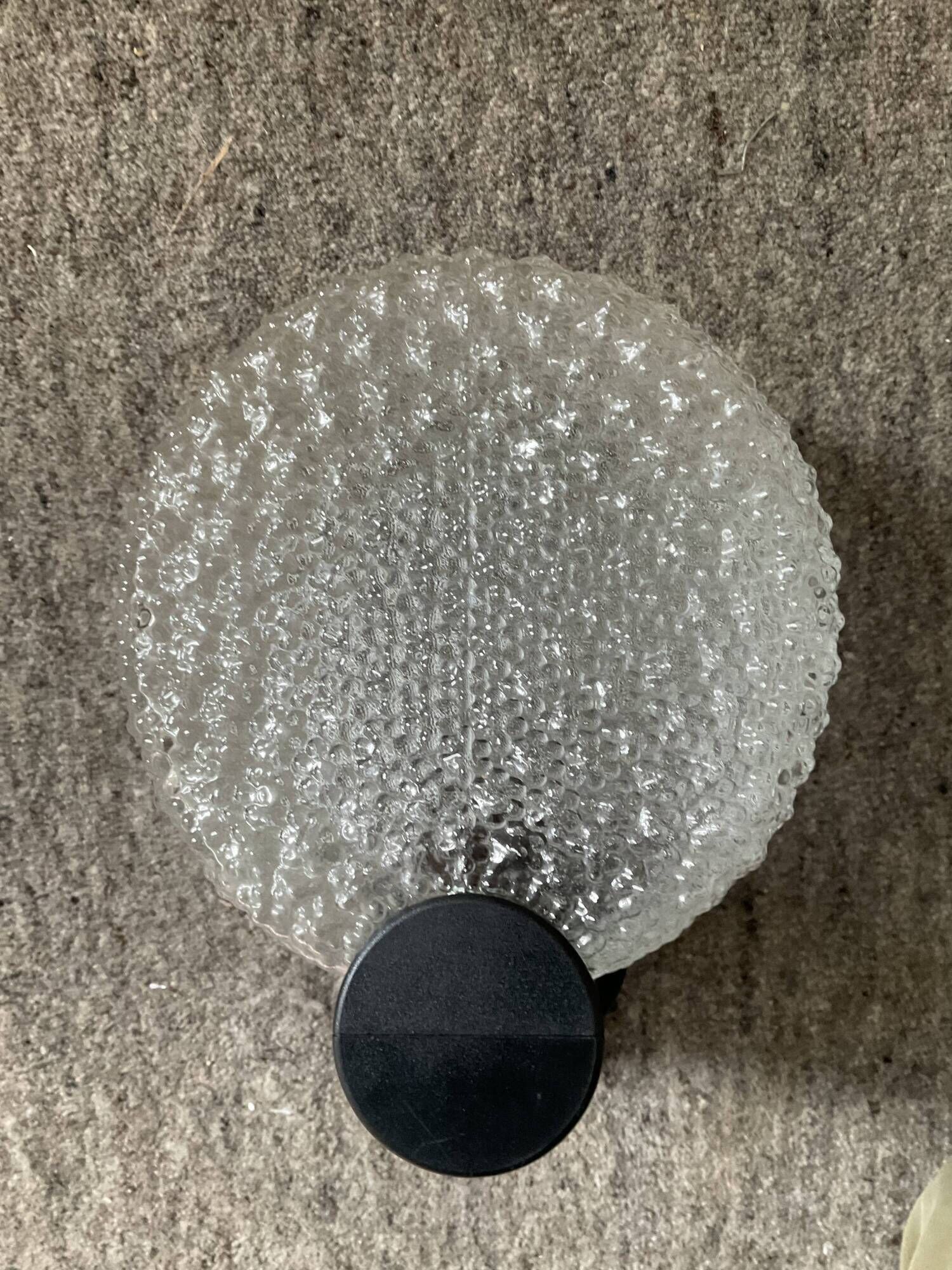 Pair of vintage wall lamps in molded glass, 80s