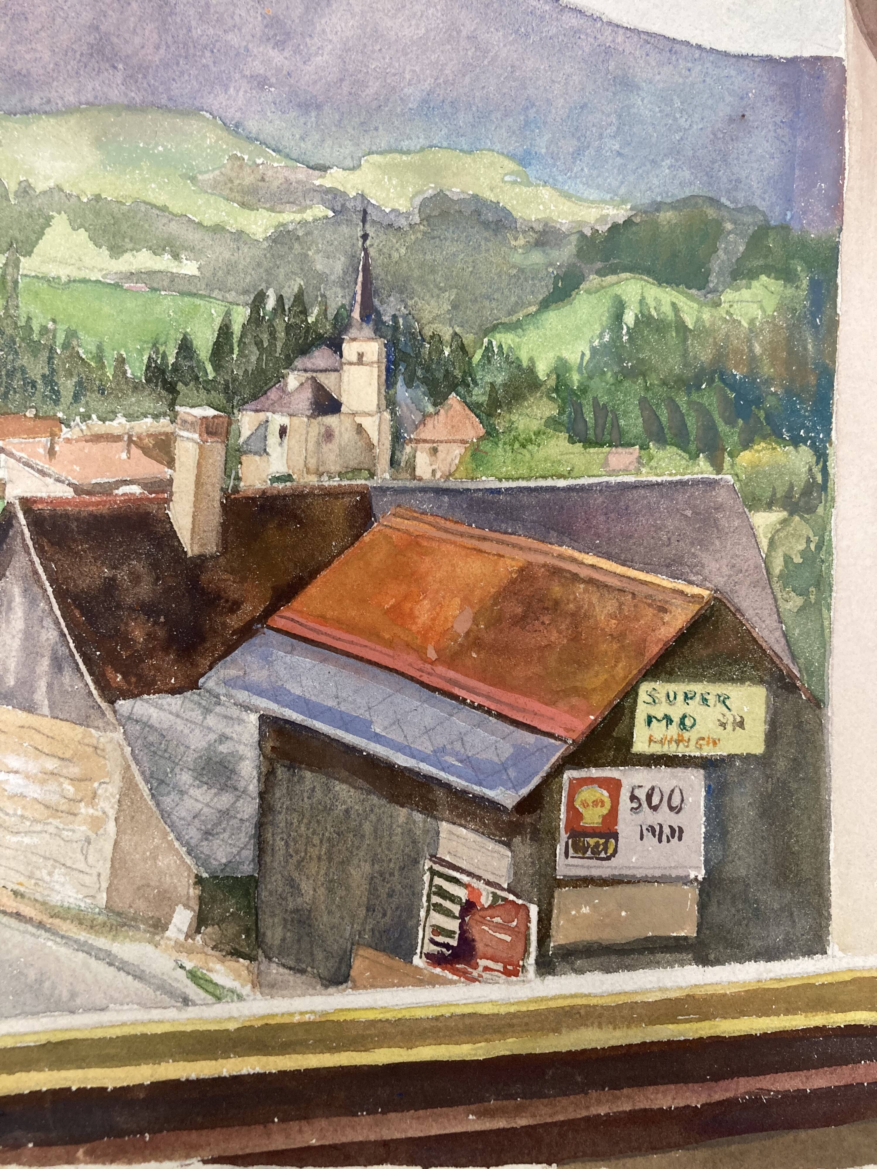 Watercolor mountain landscape