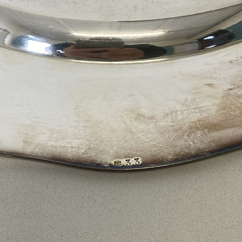 Plat métal argenté diamètre 33 cm