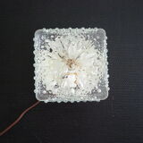 Transparent molded glass ceiling lamp – square shape – floral print.