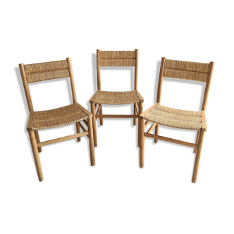 3 Pierre Gautier-Delaye chairs. Vergnères 1960s edition