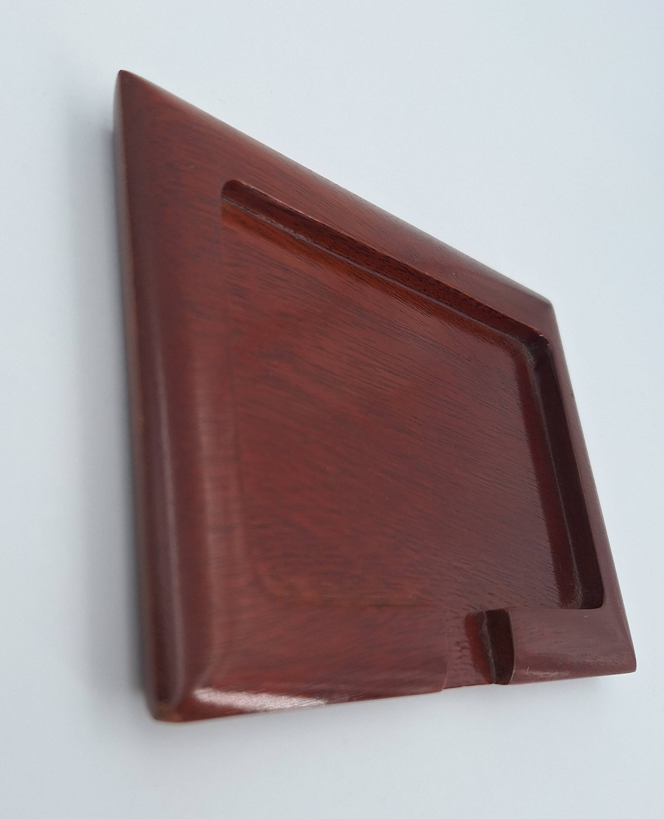 Small card holder tray in hollowed solid mahogany circa 1960 (dlg Noll) C in Paris