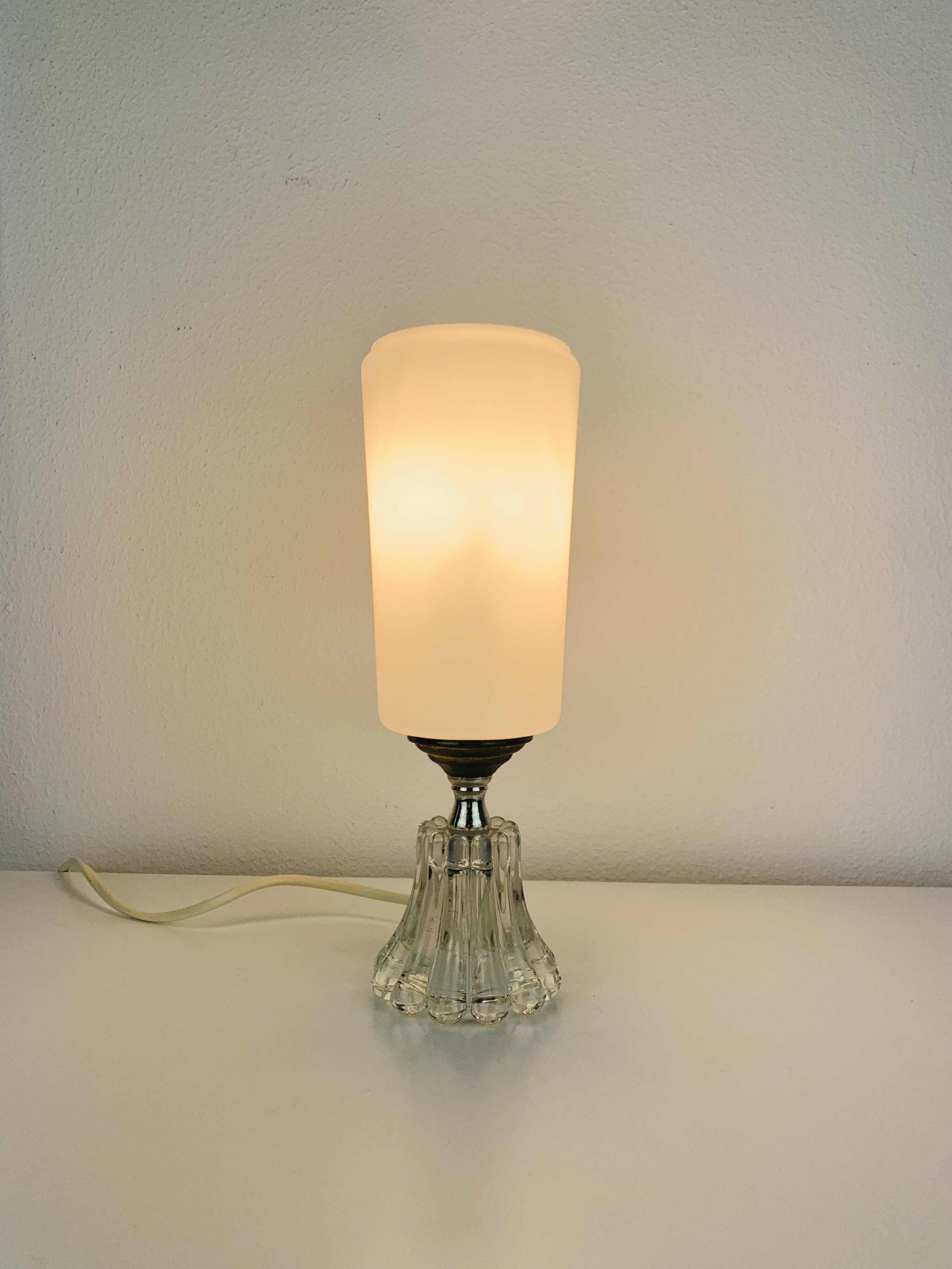 Opaline glass tulip lamp, 1950s, vintage