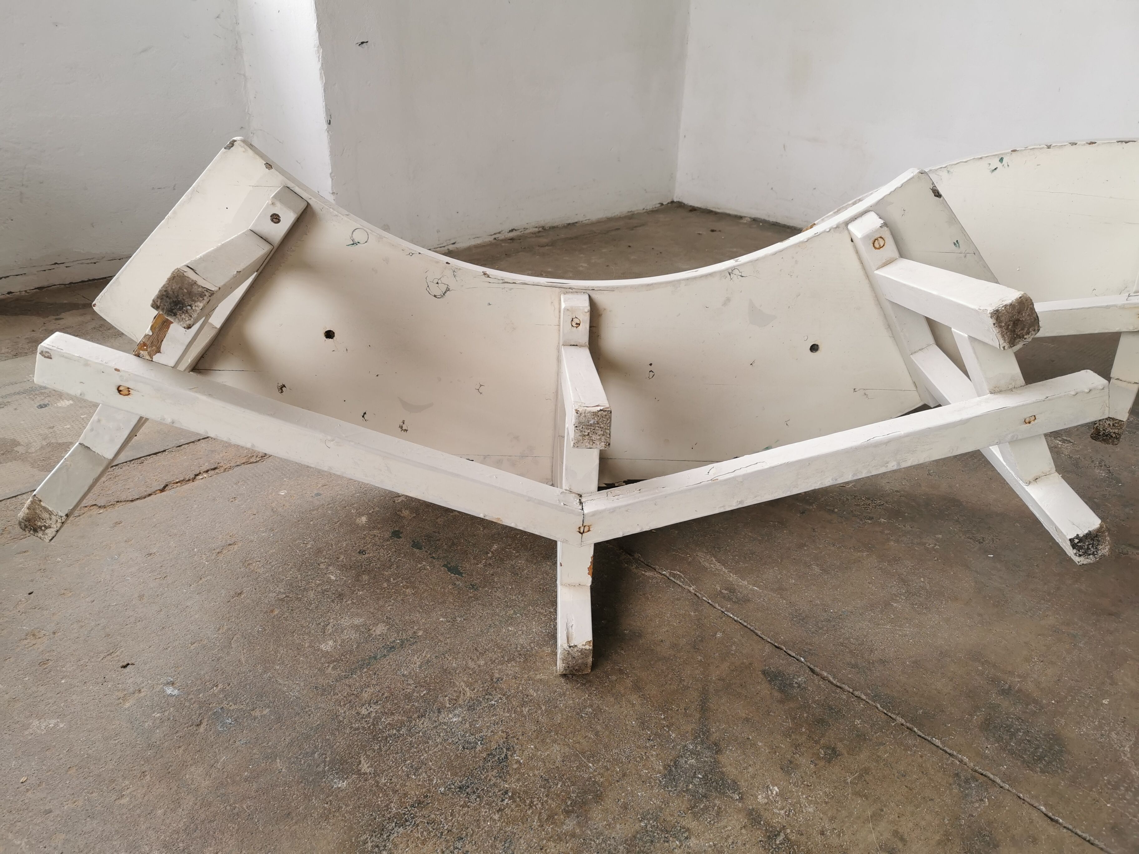 Pair of benches in white fir