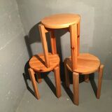 Set de trois tabourets rond en bois