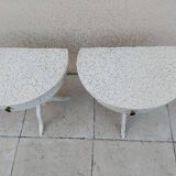 Pair of vintage cracked wood bedside tables from the 70s