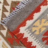 Geometric Kilim Oriental Rug, Wool Rustic Flatwoven Carpet 249x195cm