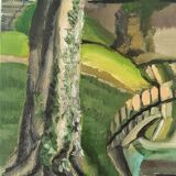 "The Little Bridge," oil on canvas by P. Berton
