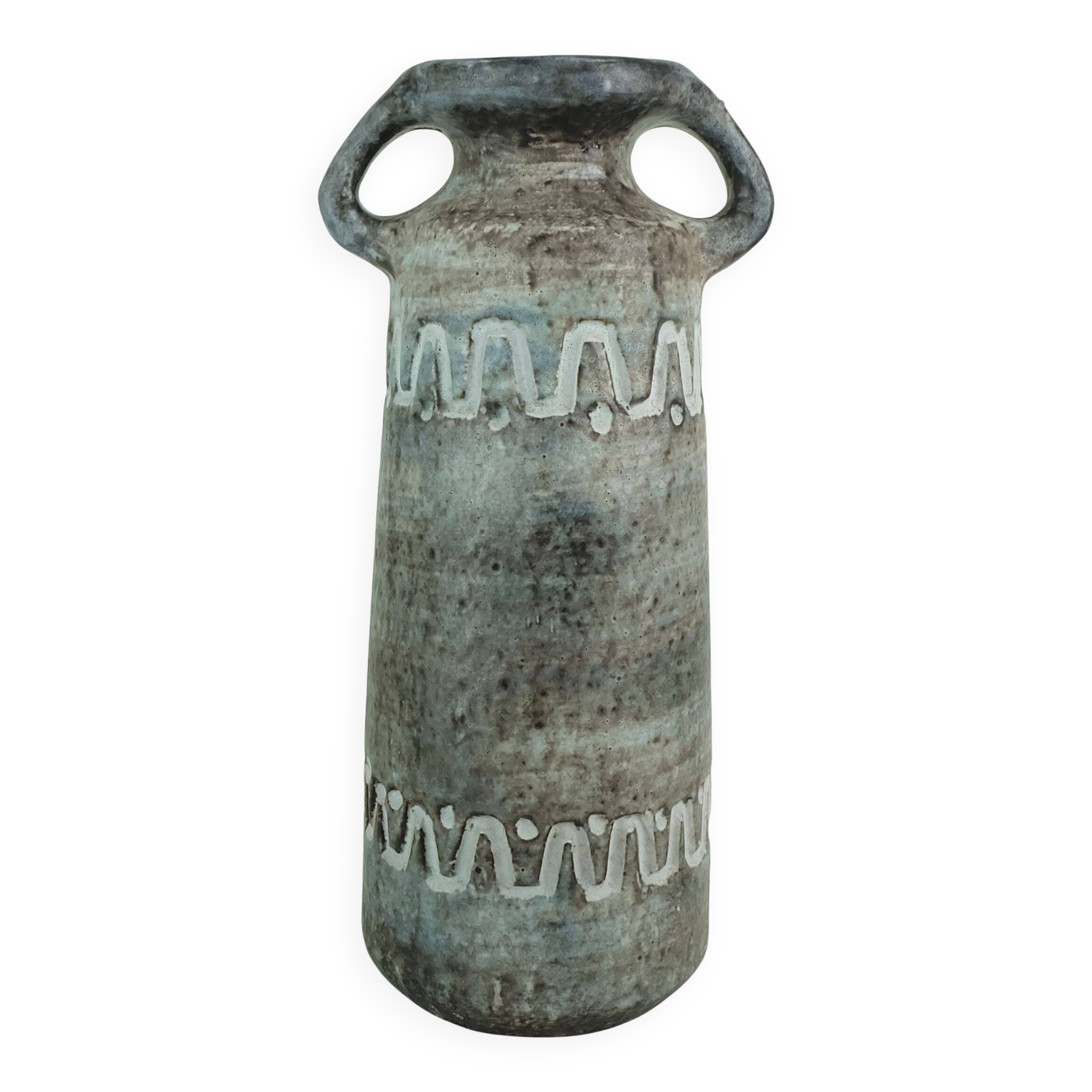 East german 1960s vase heissner keramik model v/32 relief pattern