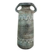 Vase Heissner Keramik modèle V/32, motif en relief, Allemagne de l'Est, années 1960