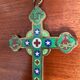 Old bronze cross with cloisonné enamel