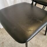 SET of 4 Vintage School Chairs /Black Leather / STOL Kamnik 80s Yugoslavia