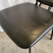 SET of 4 Vintage School Chairs /Black Leather / STOL Kamnik 80s Yugoslavia