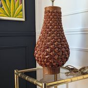 Large vintage woven lamp base in Riviera/Boho style from the 1970s.